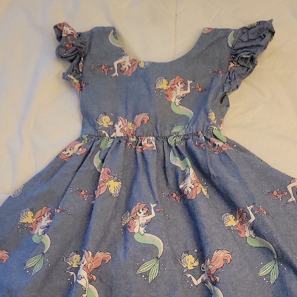 Disney Blue Mermaid Print Kids Dress